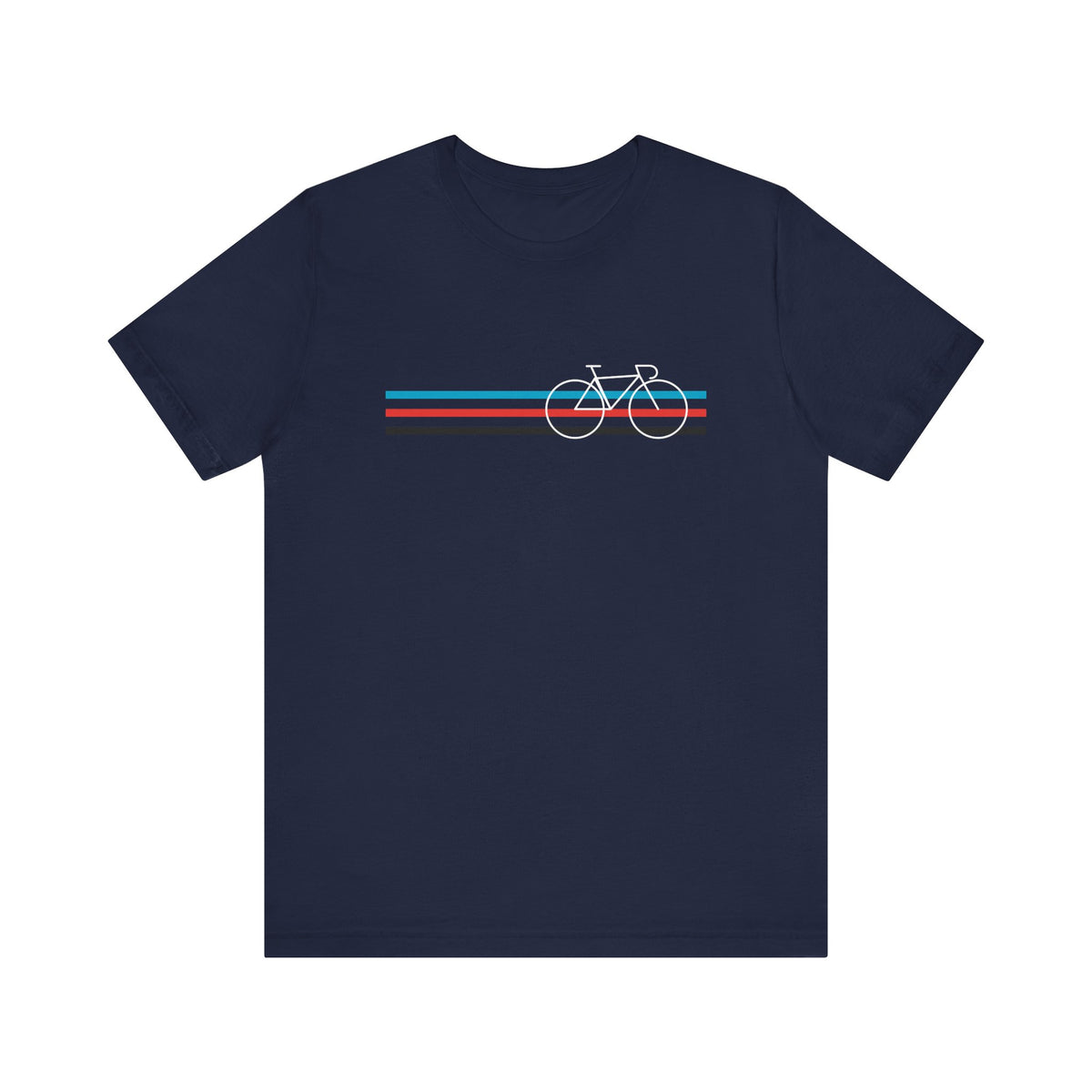 Road Bicycle cycling T-shirt with cyan and red speed stripes - Black alternate front view