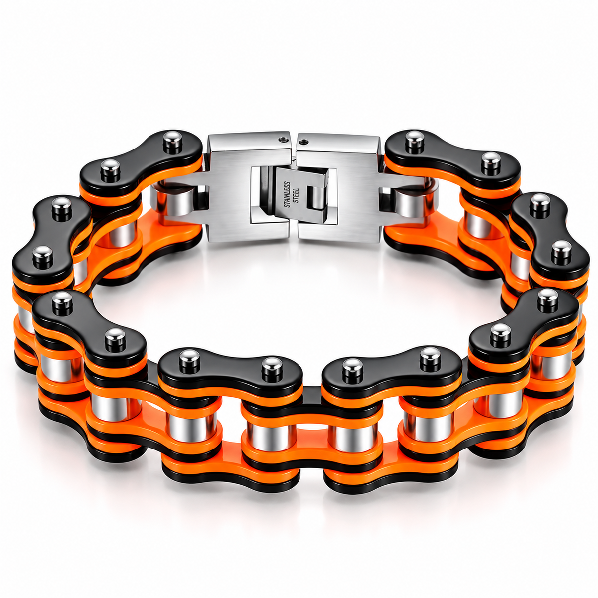 Punk Orange Bike Chain Bracelet – 16mm — product view