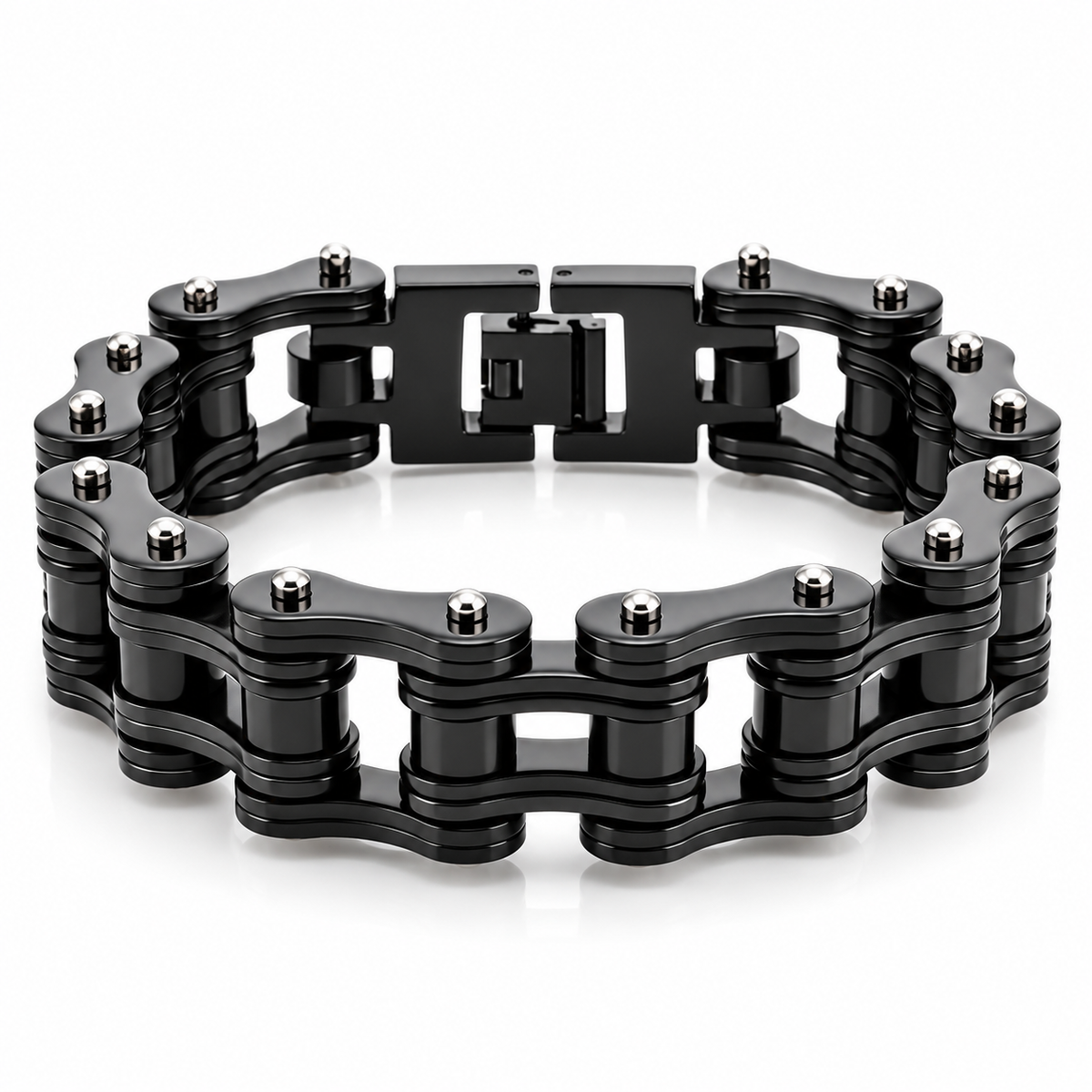 Stealth Black Bike Chain Bracelet – 16mm — product view
