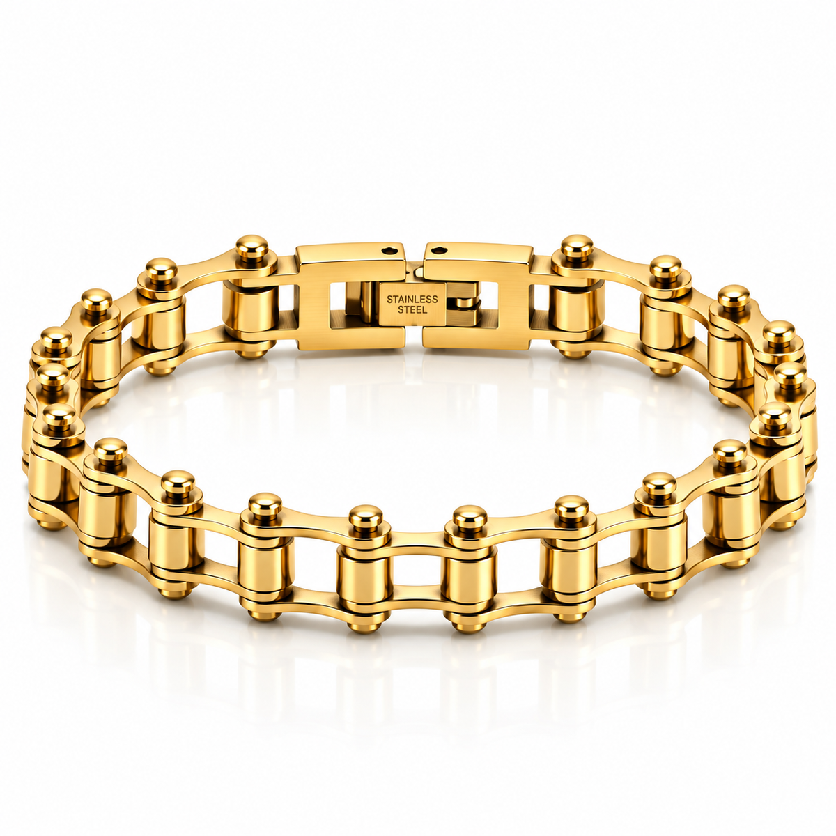 Stealth 7mm bike chain bracelet in gold-colour finish