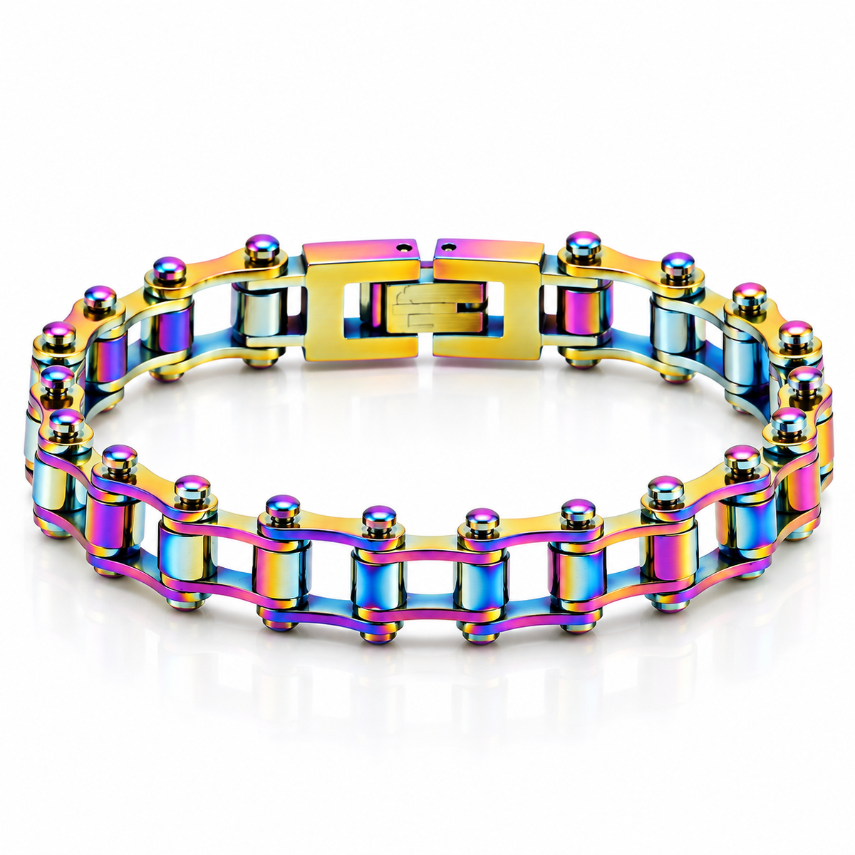 Stealth 7mm bike chain bracelet in rainbow finish