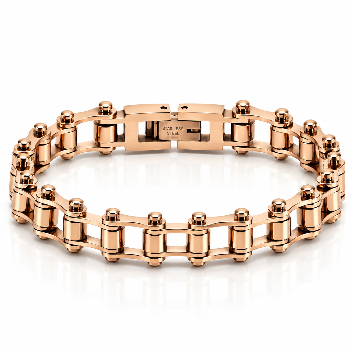 Stealth 7mm bike chain bracelet in rose gold-colour finish