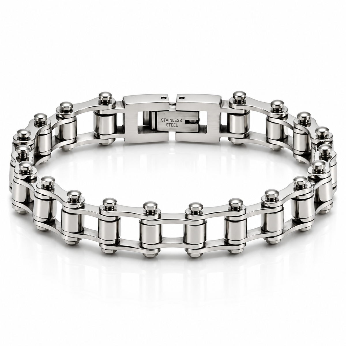Stealth 7mm bike chain bracelet in silver-colour finish