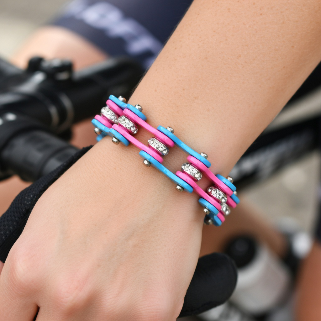 Cycolinks Aurora Crystal 10mm bike chain bracelet lifestyle image