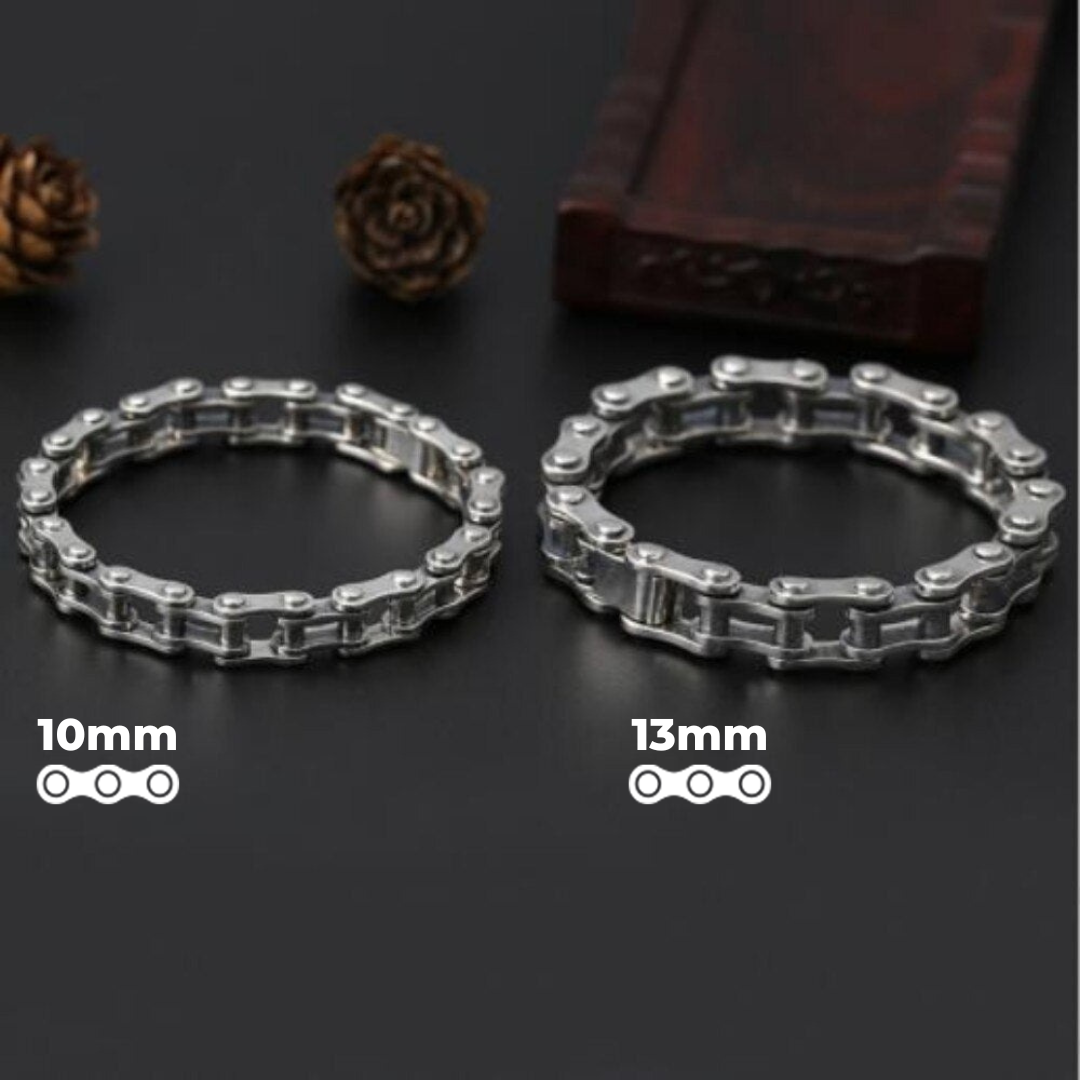 925 sterling silver bike chain bracelet 10mm and 13mm width comparison