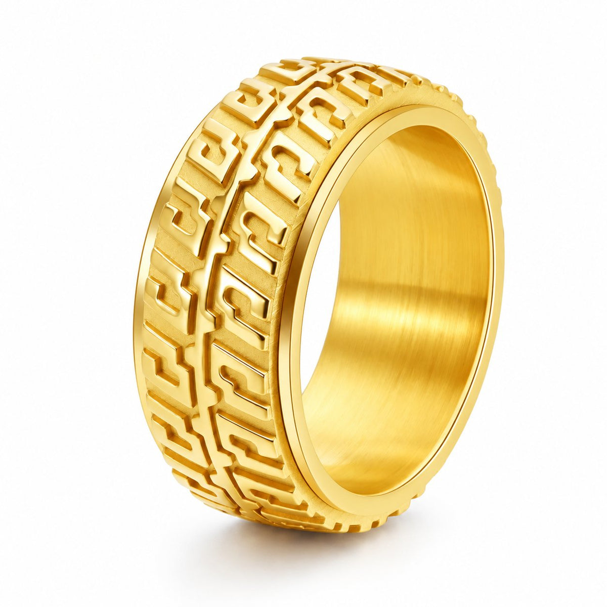 Cycolinks 11mm Tyre Tread Spinner Ring gold variant on a white background