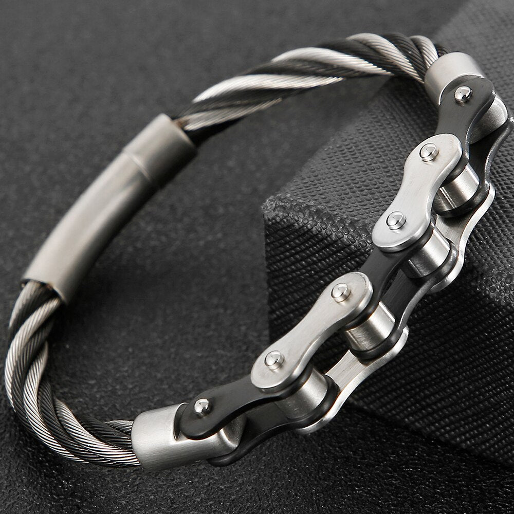 Cycolinks Braided Wire Mens Bike Chain Bracelet