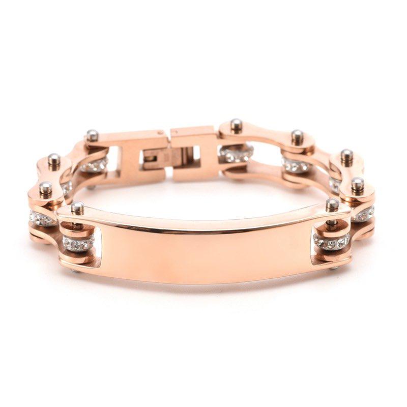 Cycolinks Custom 10mm Rose Gold Crystal Personalised ID Bracelet - Cycolinks