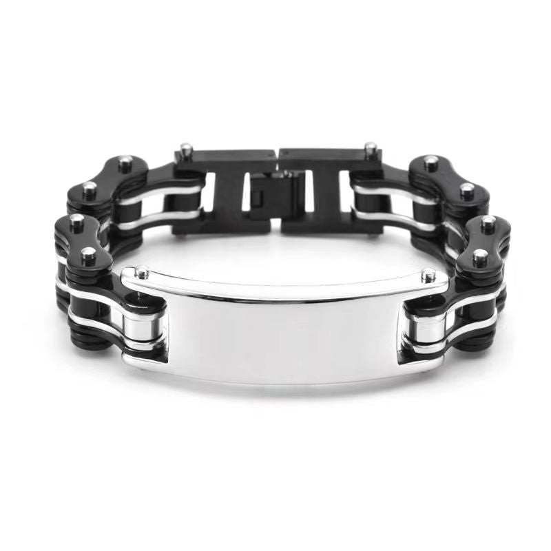 Cycolinks Custom 16mm Black Men's Personalised ID Bike Chain Bracelet - Cycolinks