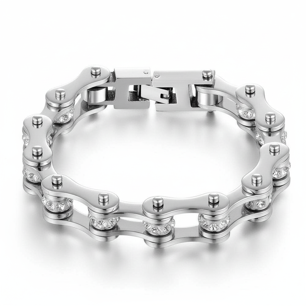 Cycolinks Silver Crystal Bike Chain Bracelet Gift for Biker Cyclist Cycolinks Silver Crystal Bike Chain Bracelet Gift for Biker Cyclist