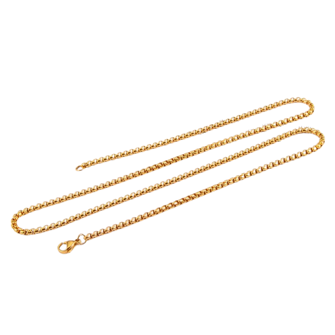 Stainless Steel Box Chain Necklace in Gold colour