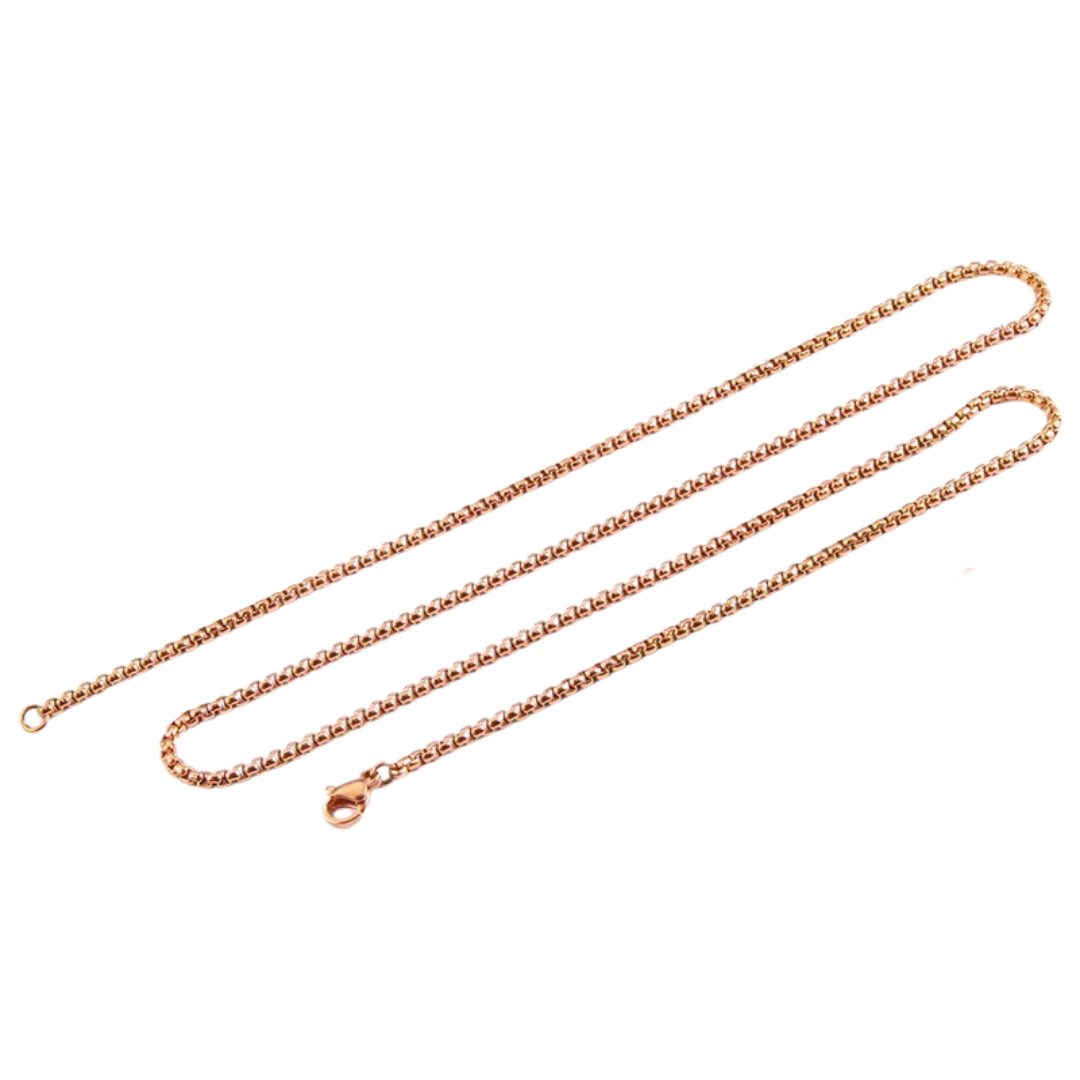 Stainless Steel Box Chain Necklace in Rose Gold colour