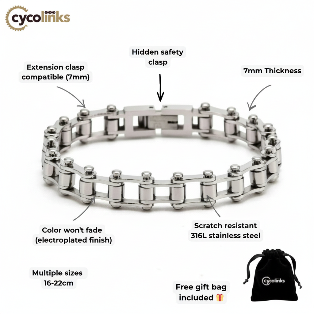 Cycolinks Stealth 7mm Bike Chain Bracelet (5 Colors)