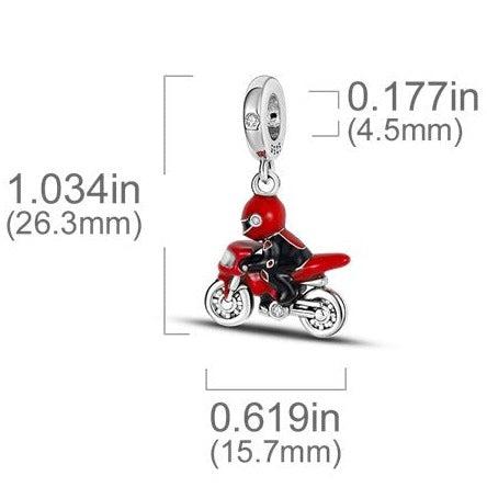 Cycolinks 925 Sterling Silver Motorcycle Racer Charm - Cycolinks