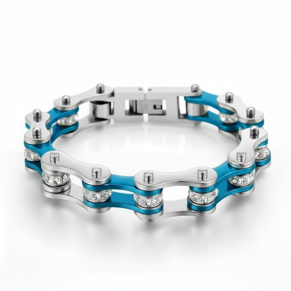 Cycolinks Aqua Crystal Bracelet (silver tone) with aqua crystal rhinestones