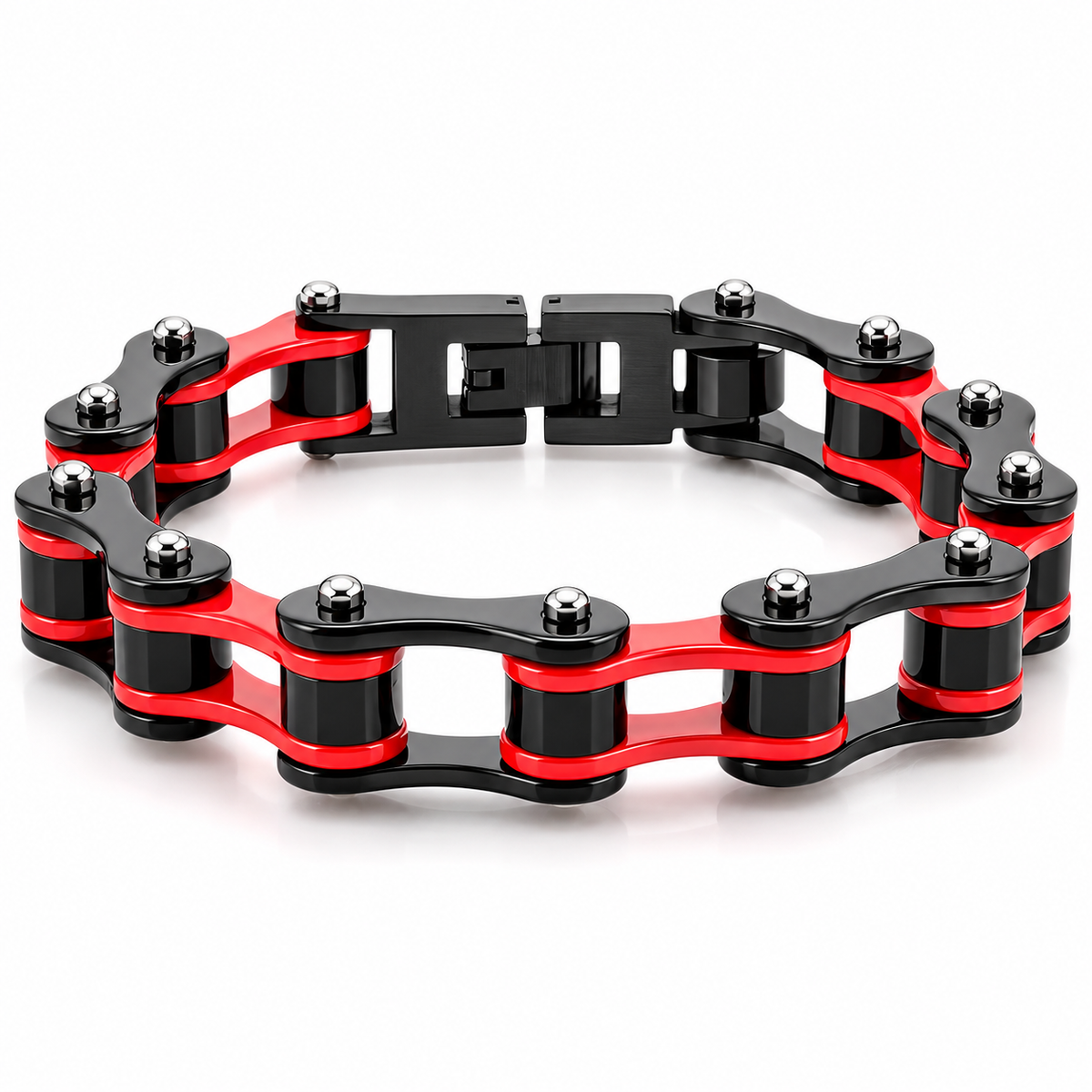 Red & Black Bike Chain Bracelet – 10mm