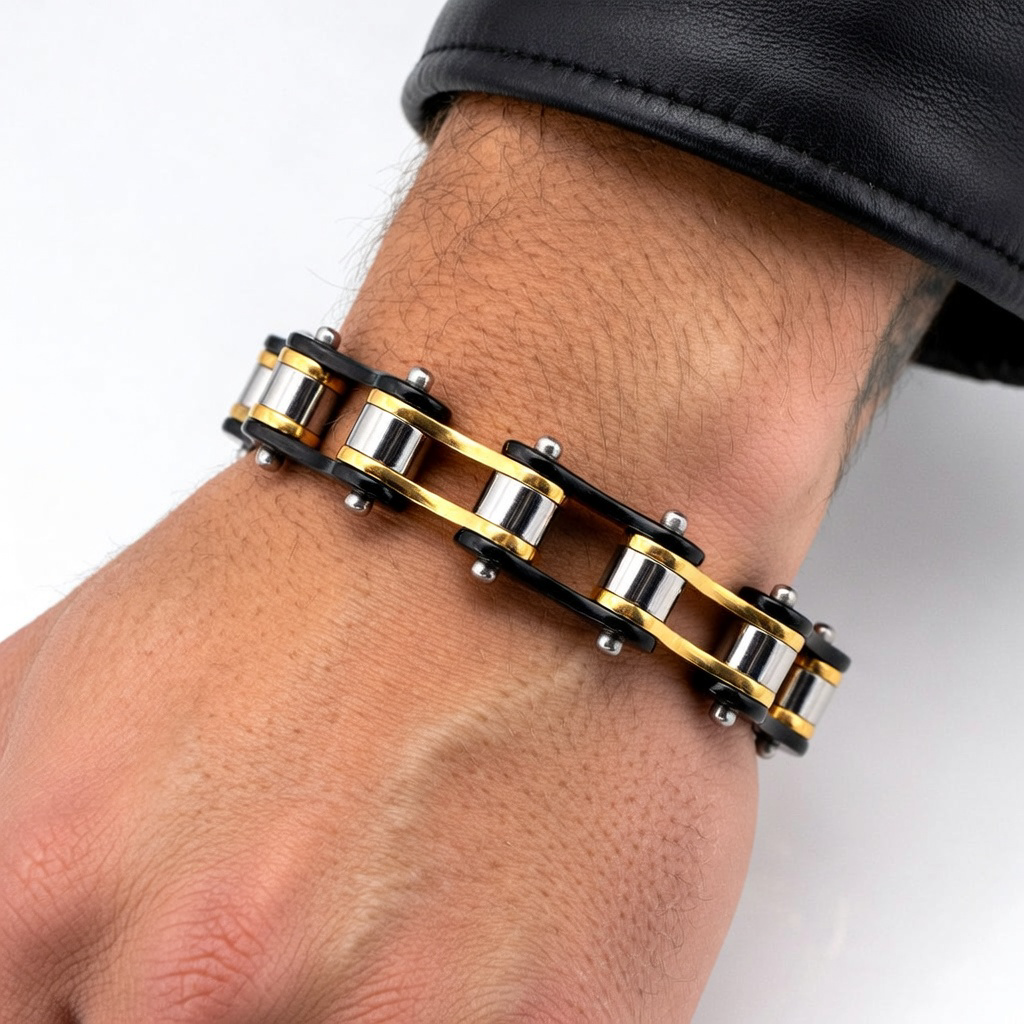 Cycolinks Gold Digger bike chain bracelet lifestyle image
