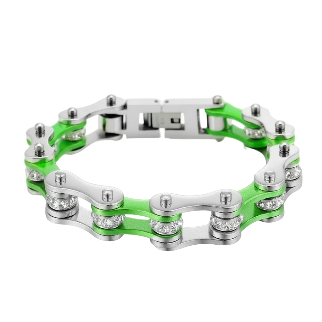 Cycolinks Green & Silver Crystal Bracelet (10mm width)