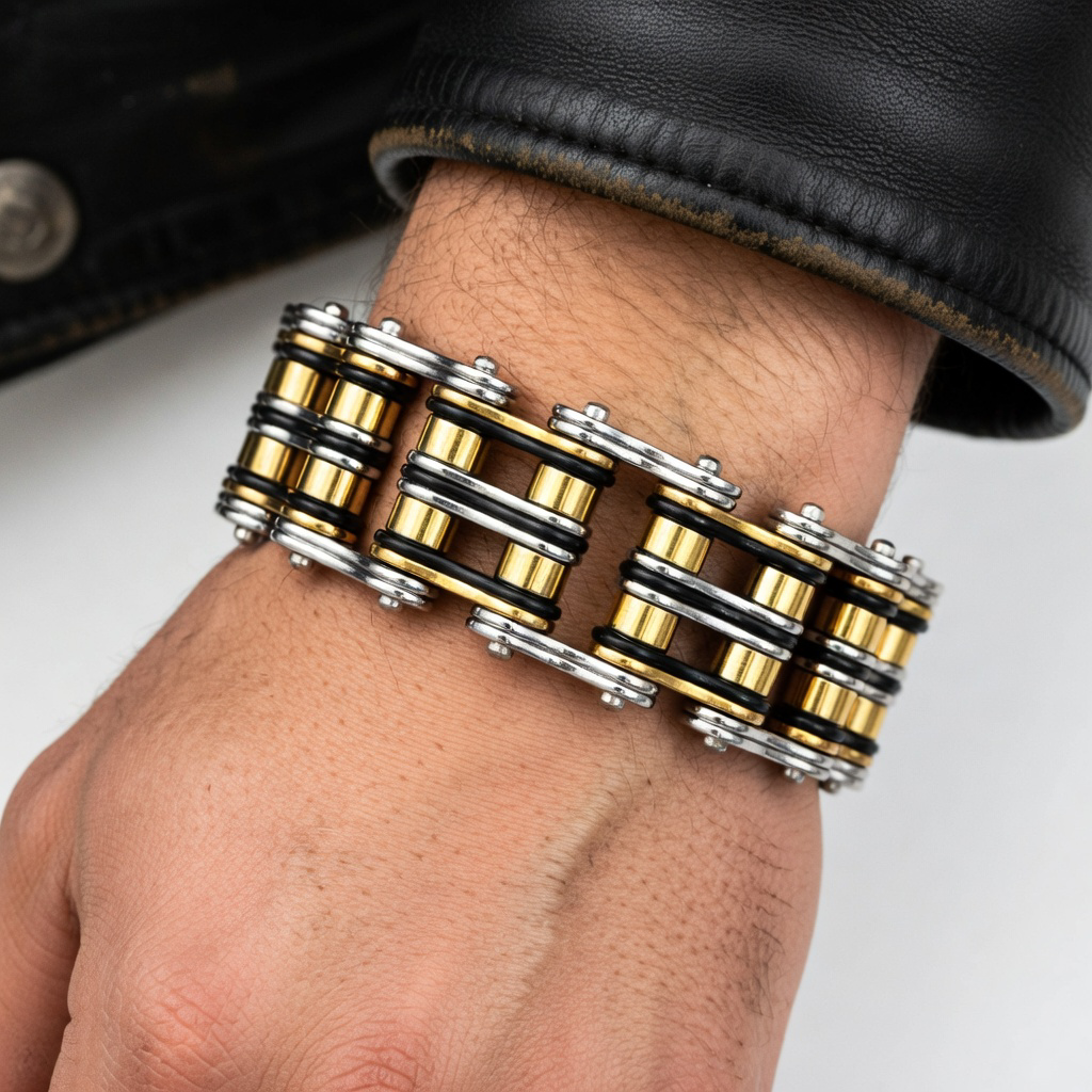 アクセサリー MOTO HC-03 HANDMADE CHAIN BRACELET K24 Cycolinks Monster 24mm Bike Chain Bracelet | Stainless Steel