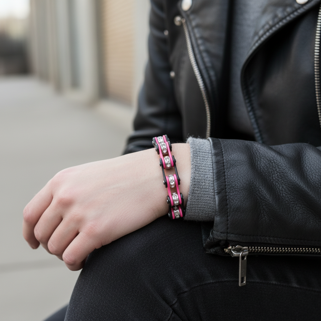 Cycolinks Punk Pink Crystal Bracelet with AAA+ CZ crystal stones