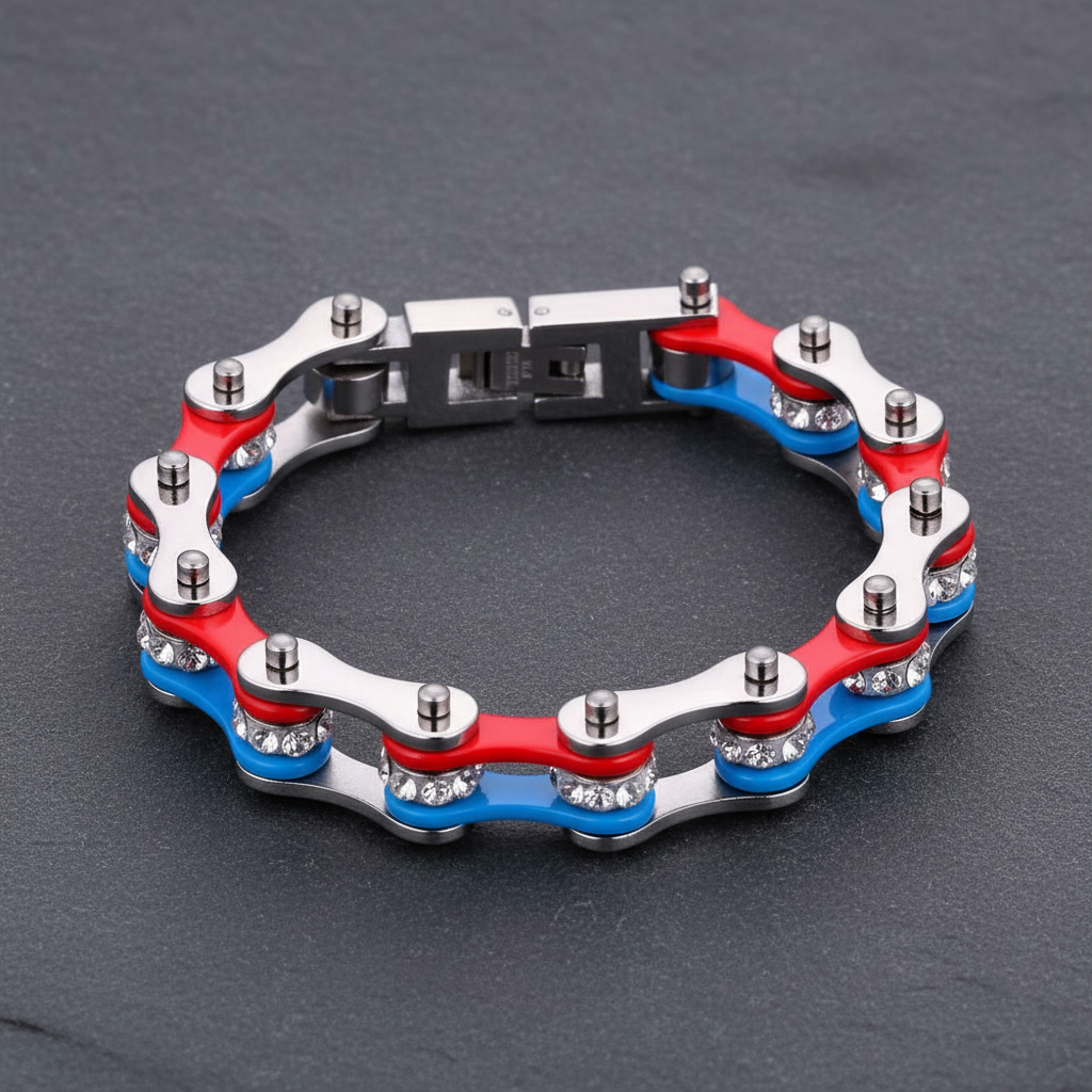 Cycolinks Union Crystal 10mm bike chain bracelet lifestyle image
