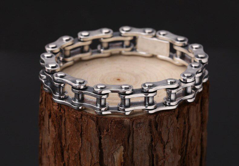 Cycolinks Heavy Duty 925 Sterling Silver Bike Chain Bracelet 13mm Widt