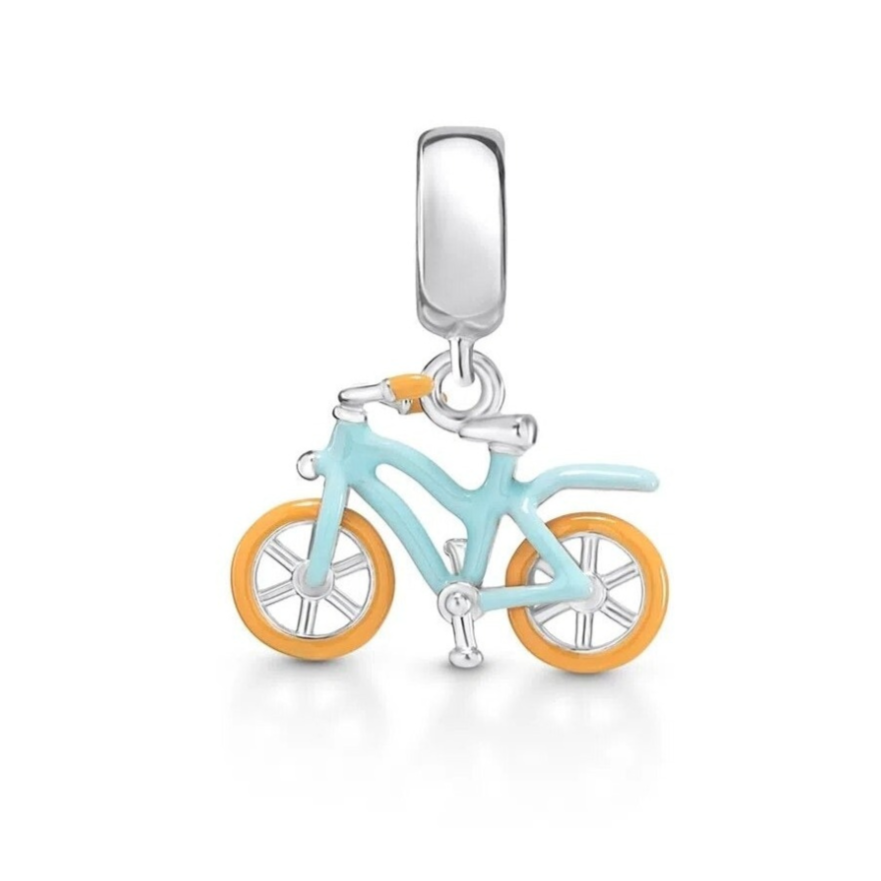 Cycolinks Sterling Silver Blue Bicycle Charm