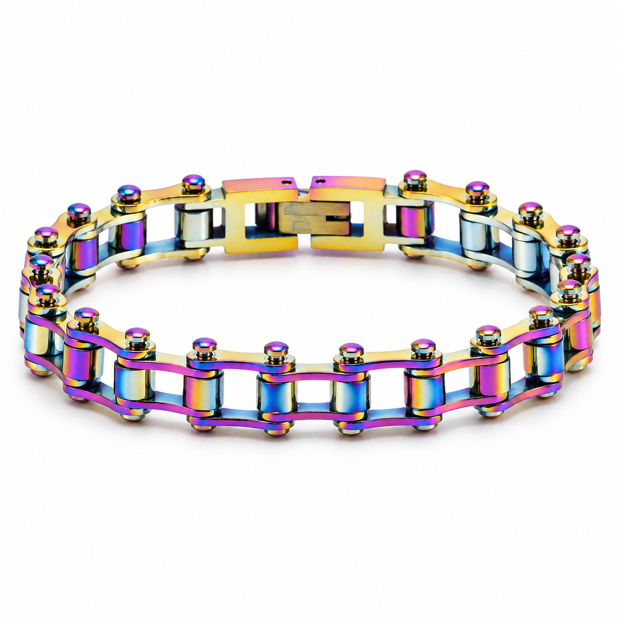 Stealth Rainbow Bike Chain Bracelet – 7mm — enhanced studio product view