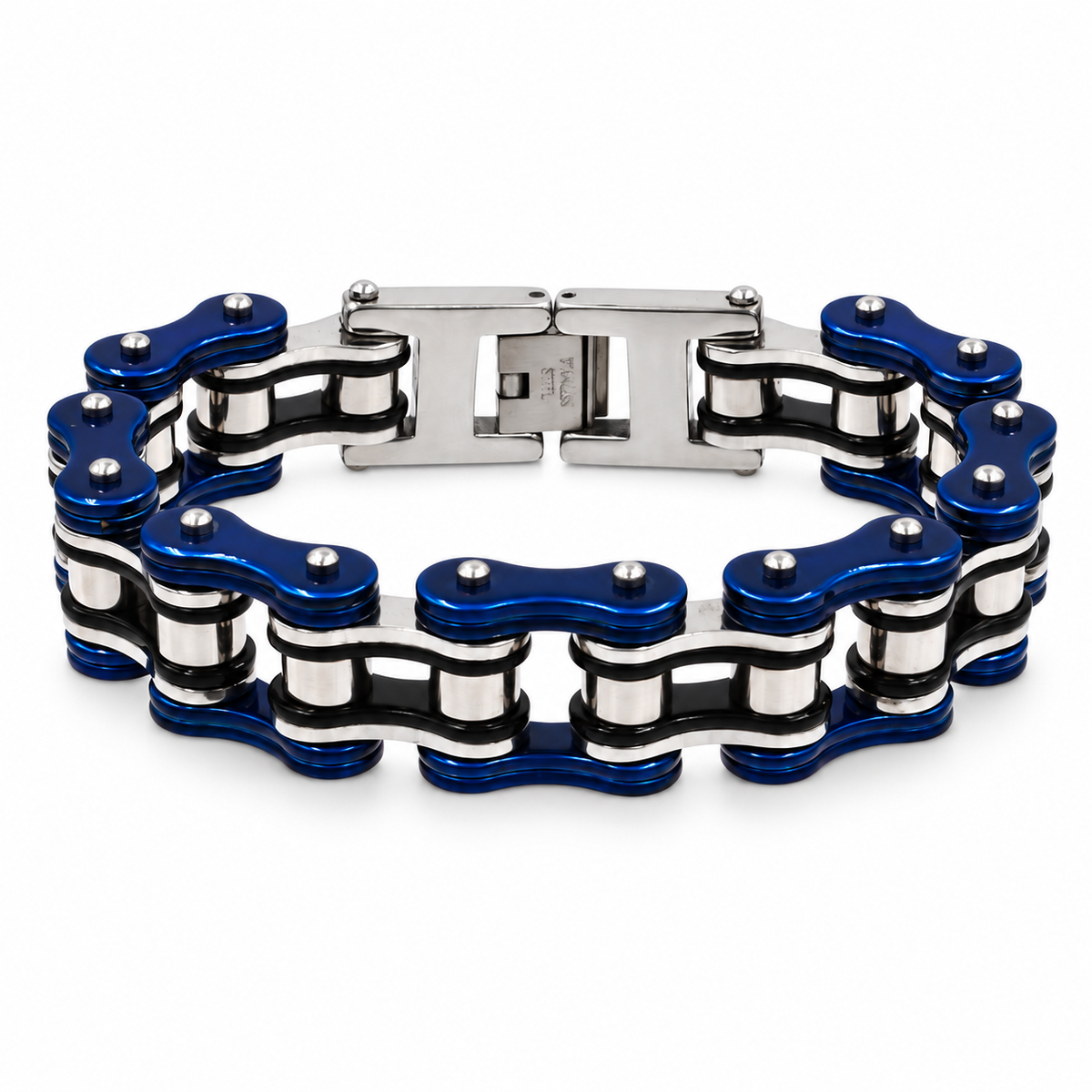 Twilight Blue & Silver Bike Chain Bracelet – 16mm — product view