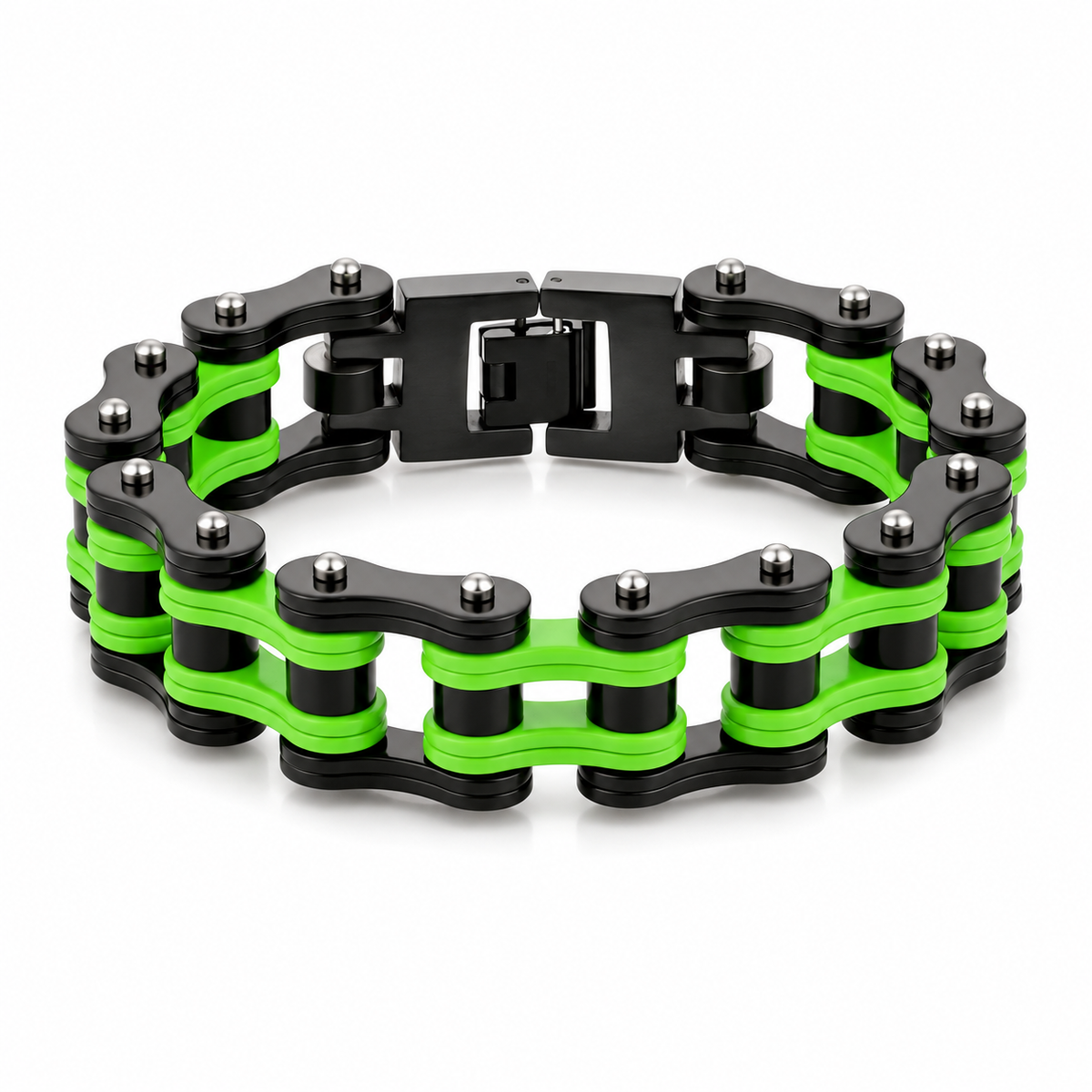 Kawasaki Green & Black Bike Chain Bracelet – 16mm — product view