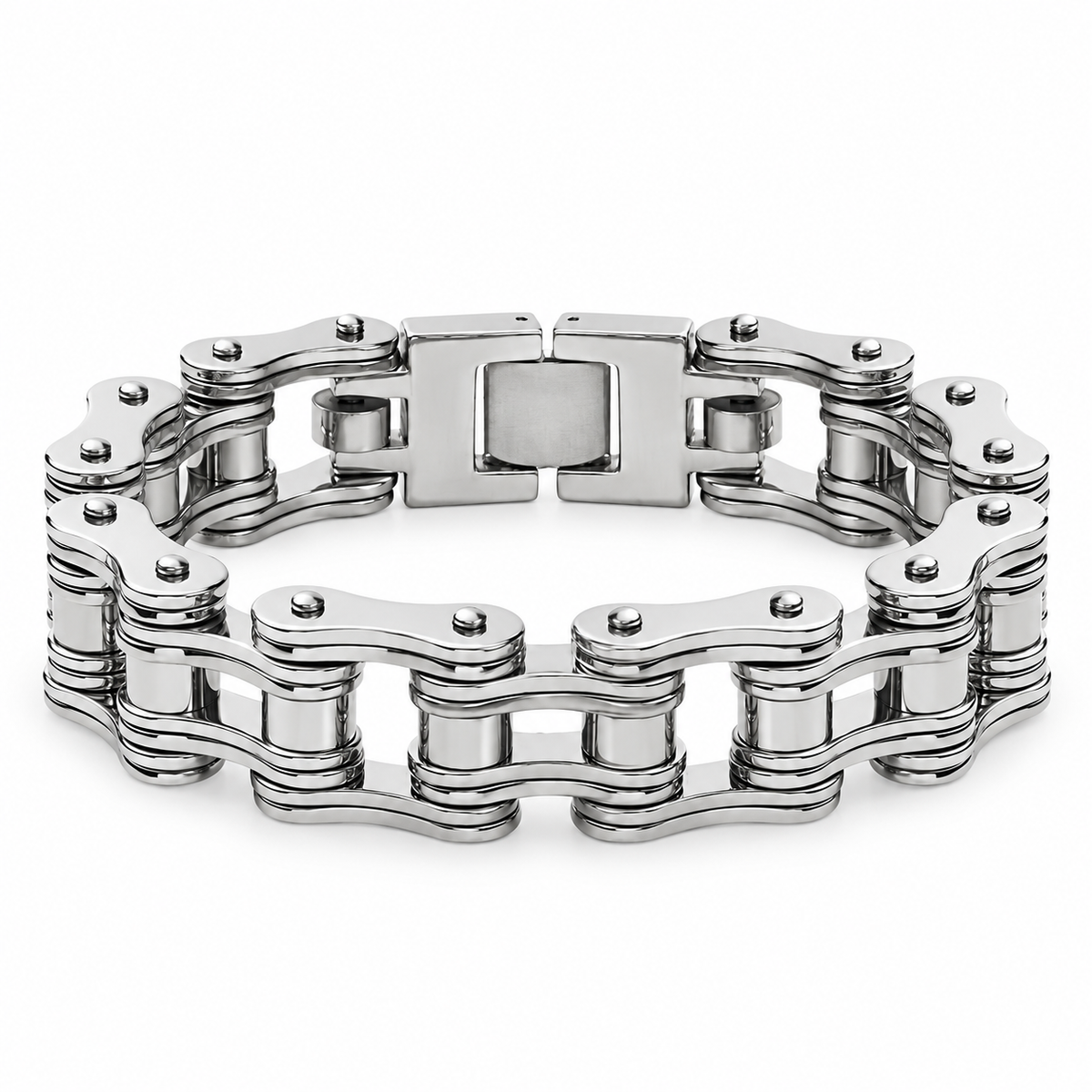 Stealth Silver Bike Chain Bracelet – 16mm — product view