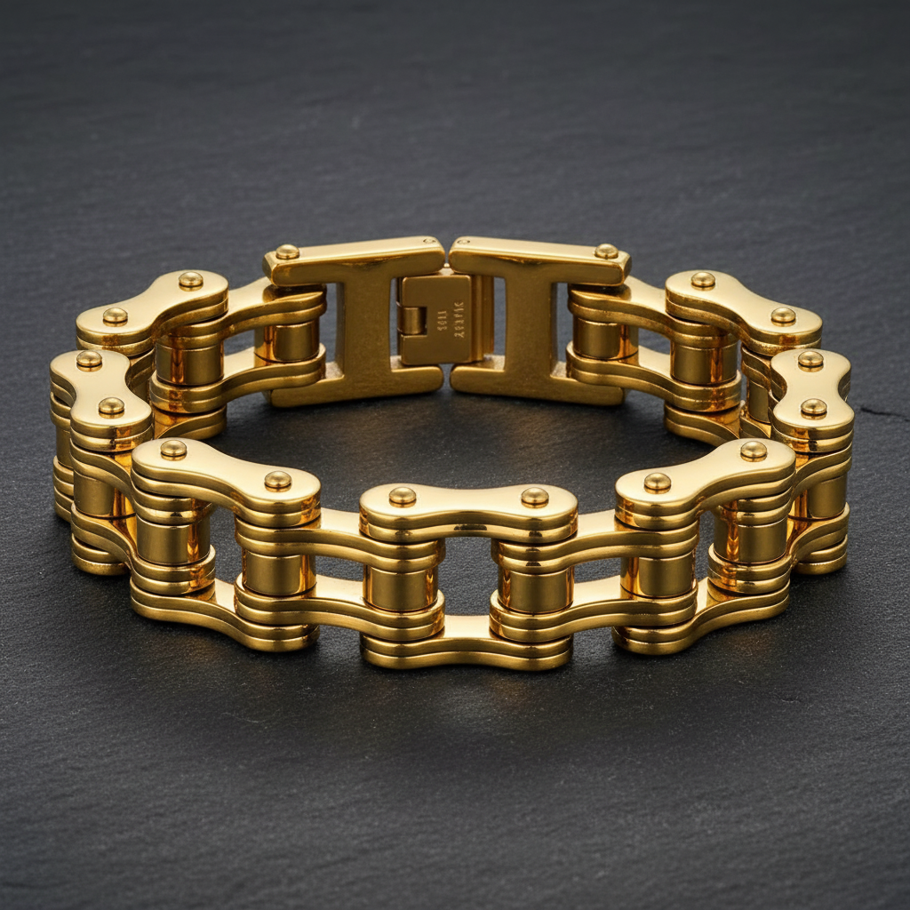 Pointless Journey　CHAIN BRACELET - GOLD Cycolinks Stealth Gold Bike Chain Bracelet 16mm