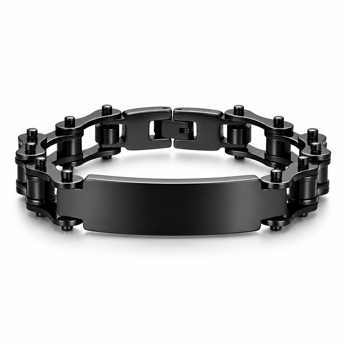Cycolinks Custom 10mm Black Personalised ID Bracelet – clean product view with blank engraving plate
