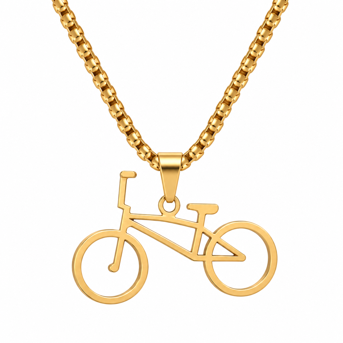 BMX bicycle pendant necklace in gold-colour finish