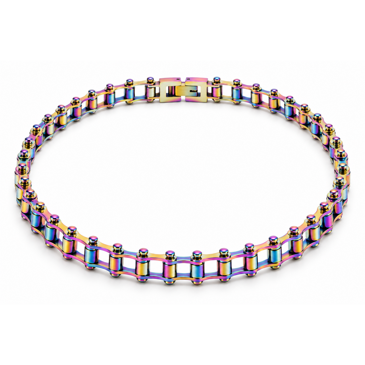 7mm Bike Chain Necklace in Rainbow colour