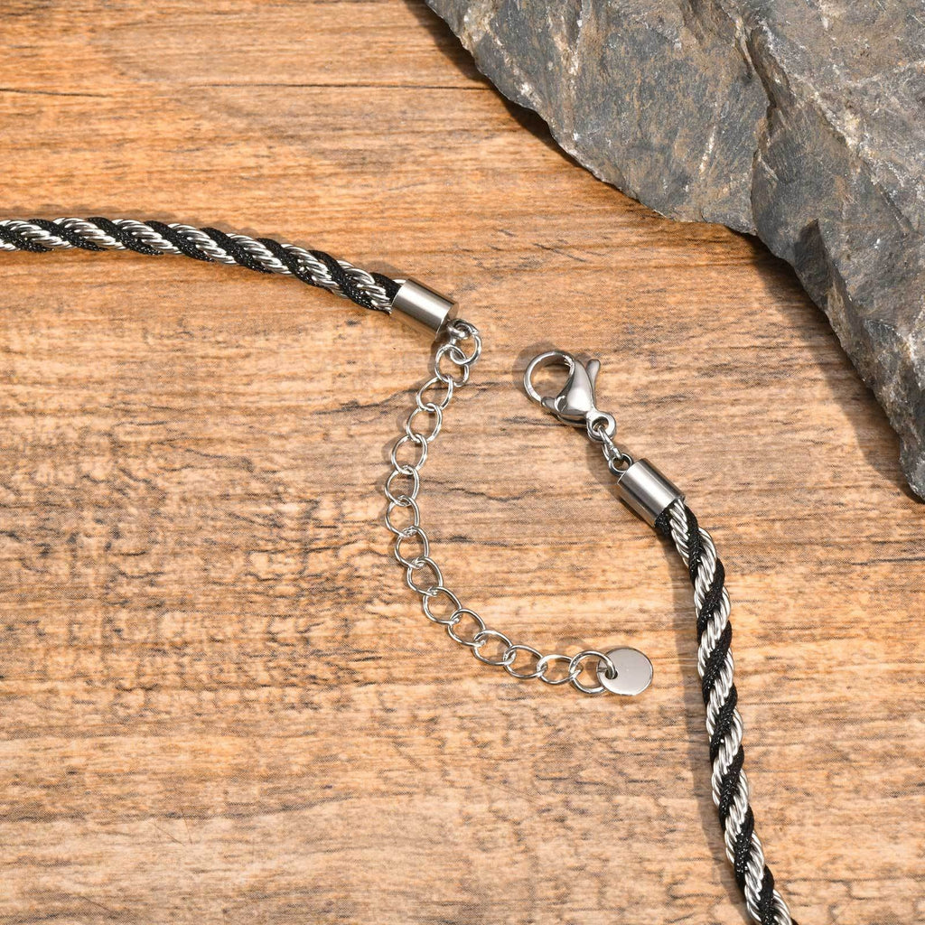 Cycolinks Stainless Steel Black Braided Rope Twist Bracelet - Silver Variant
Lobster clasp