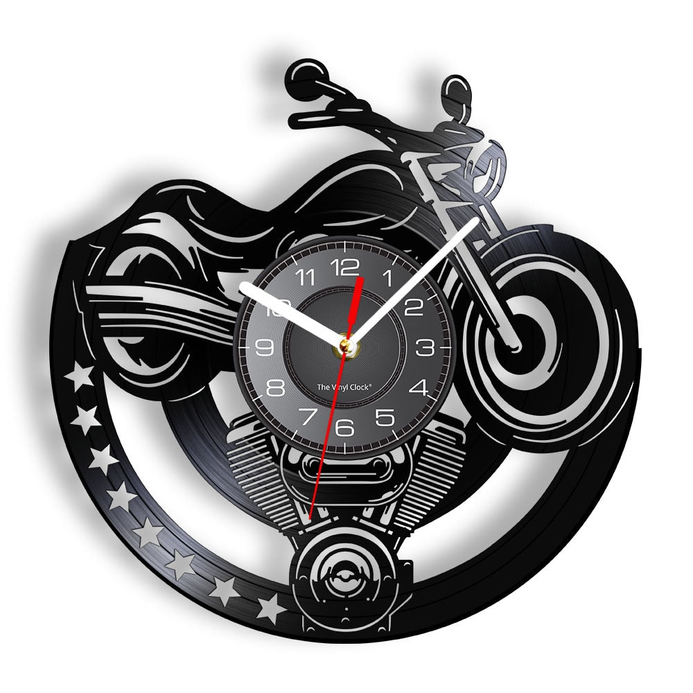 Motorcycle Star Vinyl Clock