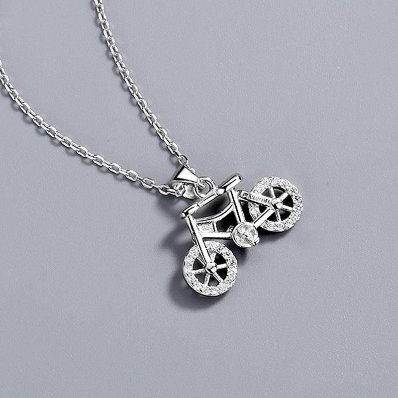 Cycolinks 925 Sterling Silver & Zircon Bicycle Necklace - Cycolinks