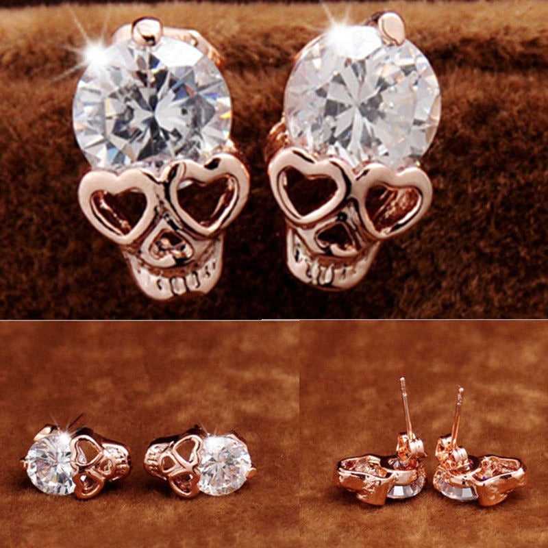 Cycolinks Rose Gold Skull Earrings - Cycolinks
