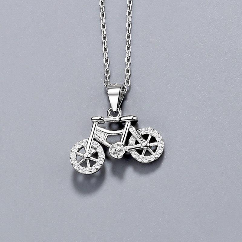 Cycolinks 925 Sterling Silver & Zircon Bicycle Necklace - Cycolinks