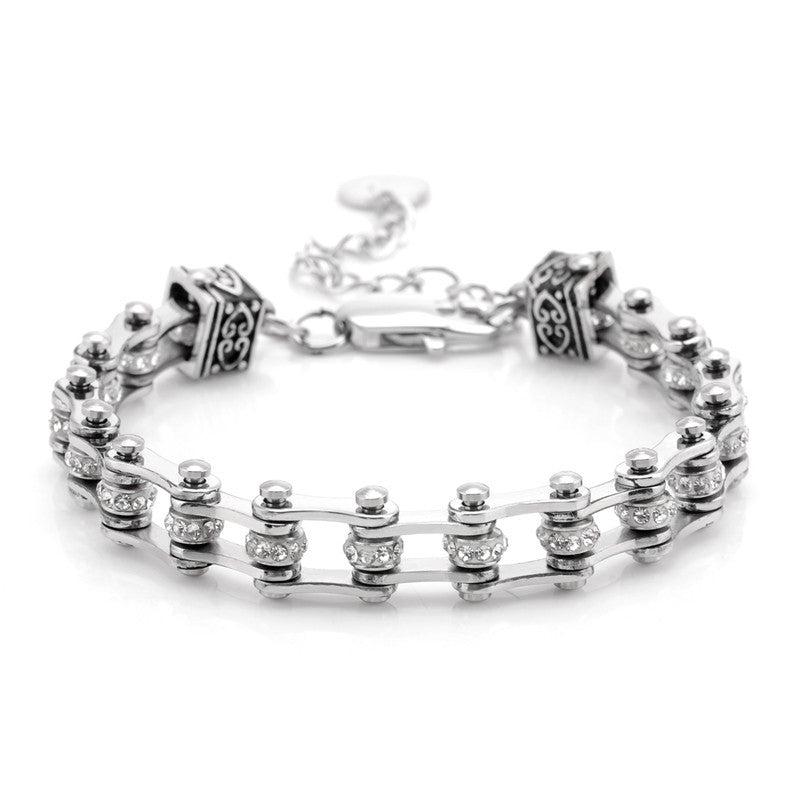 Cycolinks Womens Charm Silver Crystal Bracelet - Cycolinks