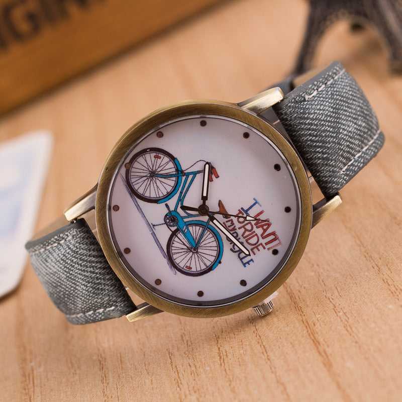 Cycolinks Vintage Denim Quartz Watch - I Want To Ride My Bicycle - Cycolinks