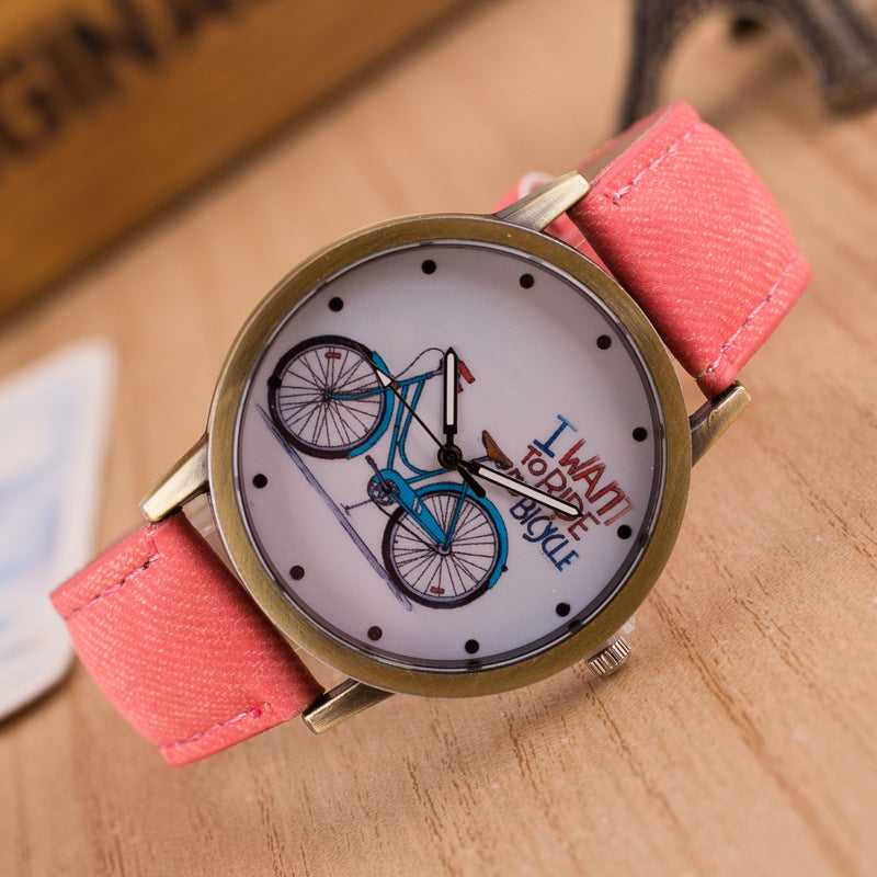 Cycolinks Vintage Denim Quartz Watch - I Want To Ride My Bicycle - Cycolinks