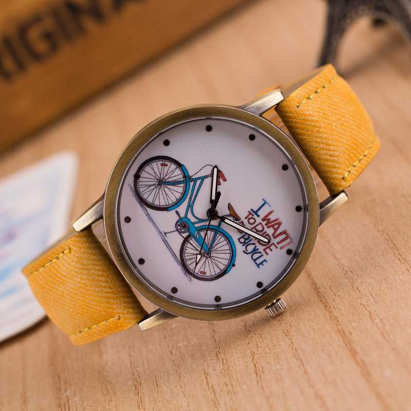 Cycolinks Vintage Denim Quartz Watch - I Want To Ride My Bicycle - Cycolinks