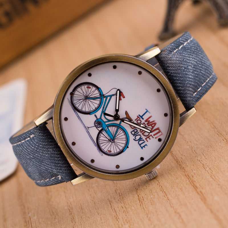 Cycolinks Vintage Denim Quartz Watch - I Want To Ride My Bicycle - Cycolinks