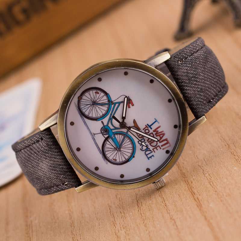 Cycolinks Vintage Denim Quartz Watch - I Want To Ride My Bicycle - Cycolinks