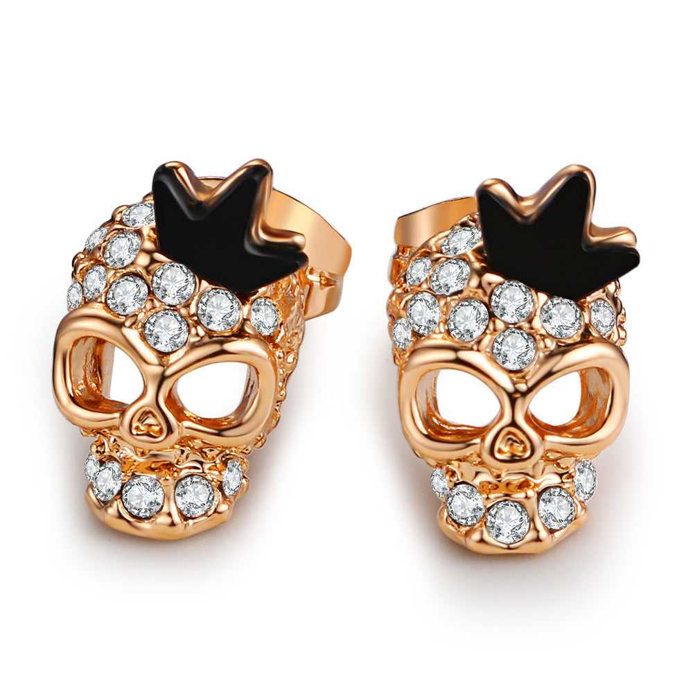 Cycolinks Skull Crown 18k Gold-plated Zircon Earrings - Cycolinks