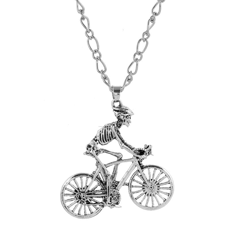 Skeleton Cyclist Necklace