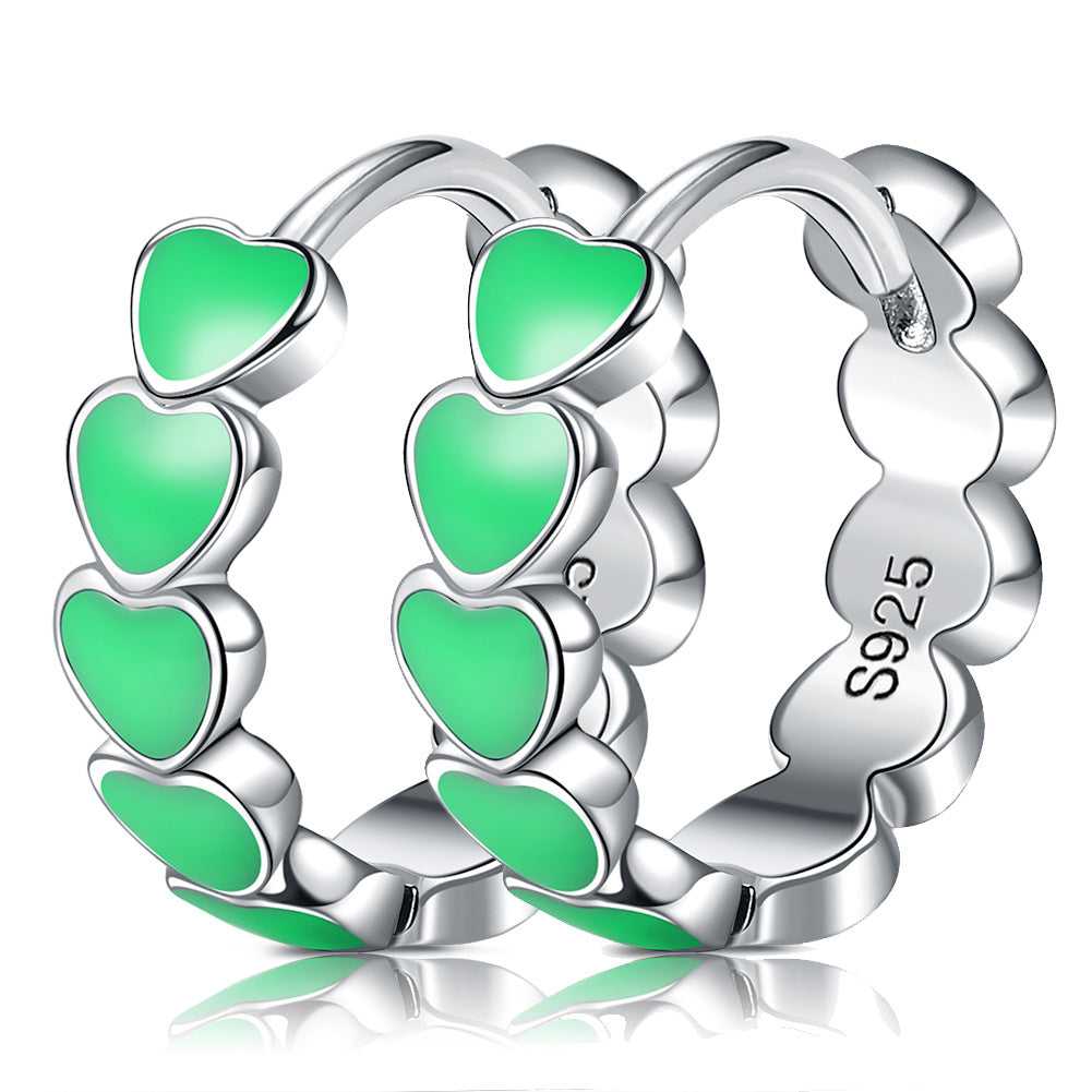Cycolinks 925 Sterling Silver Enamel Heart Earrings - Cycolinks
