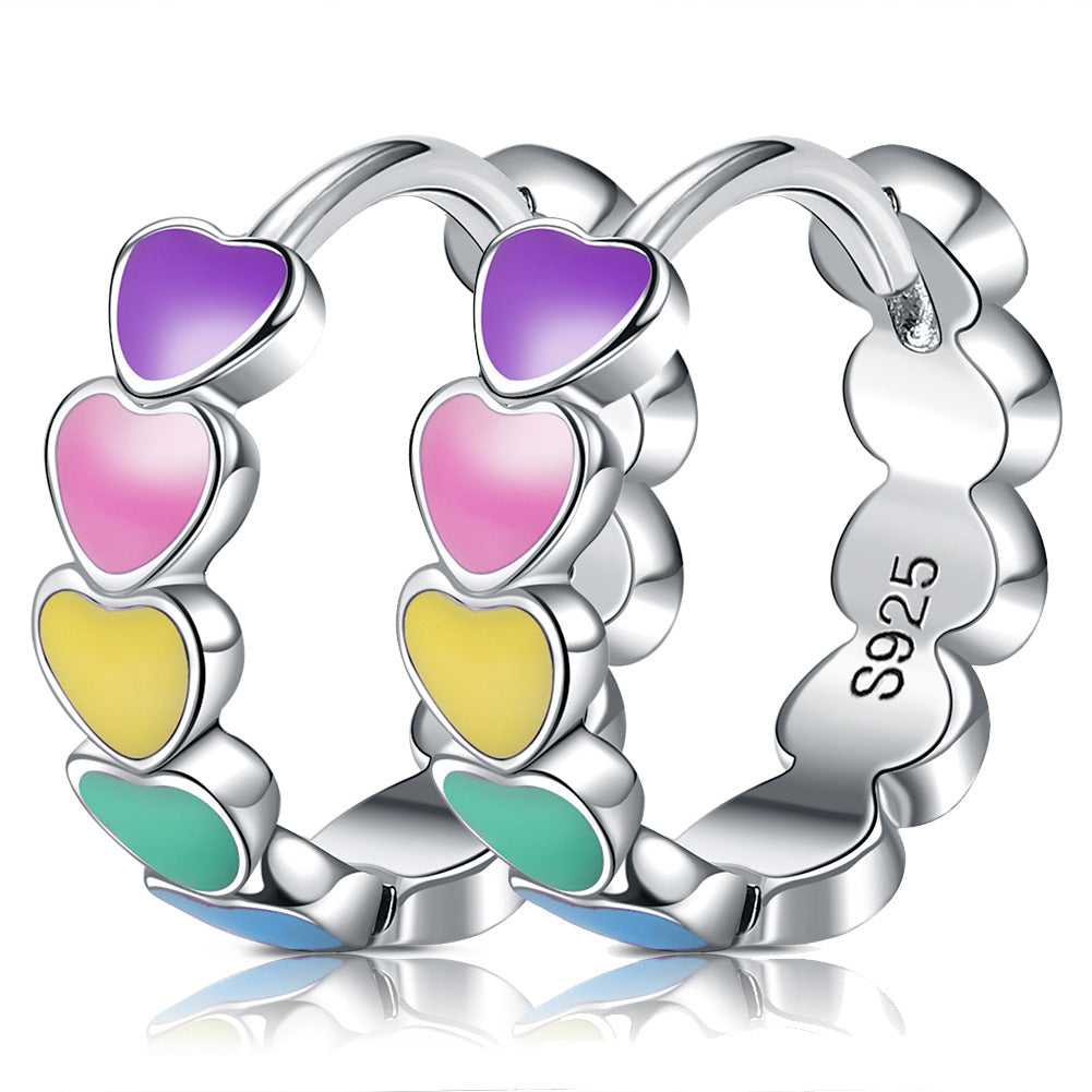Cycolinks 925 Sterling Silver Enamel Heart Earrings - Cycolinks